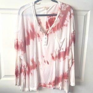 POL Women's Blush and White Tie-Dye Blouse